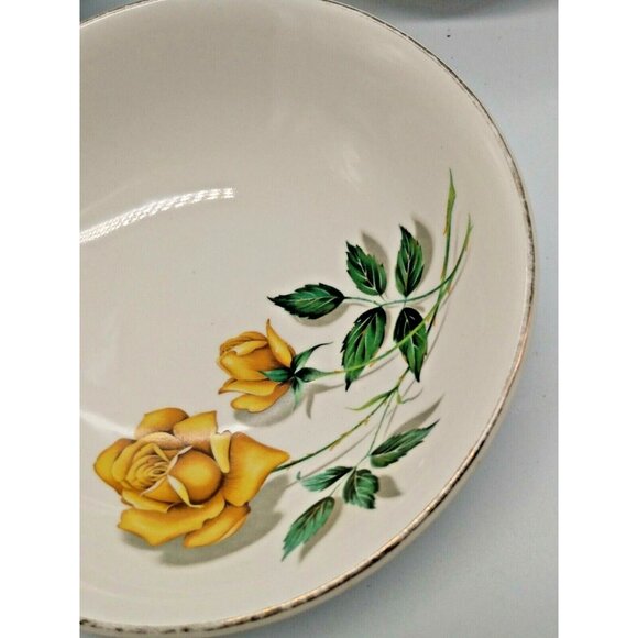 Crown Essex Staffordsire Rare 22 K Gold Decoration Yellow Rose Bowls (lot of 7) - Picture 8 of 8
